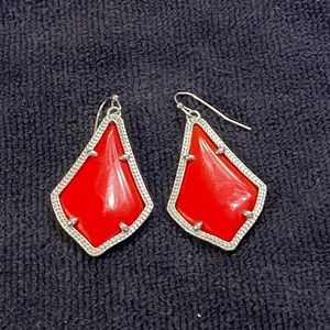 Kendra Scott silver Alex earrings Red Opaque Glass